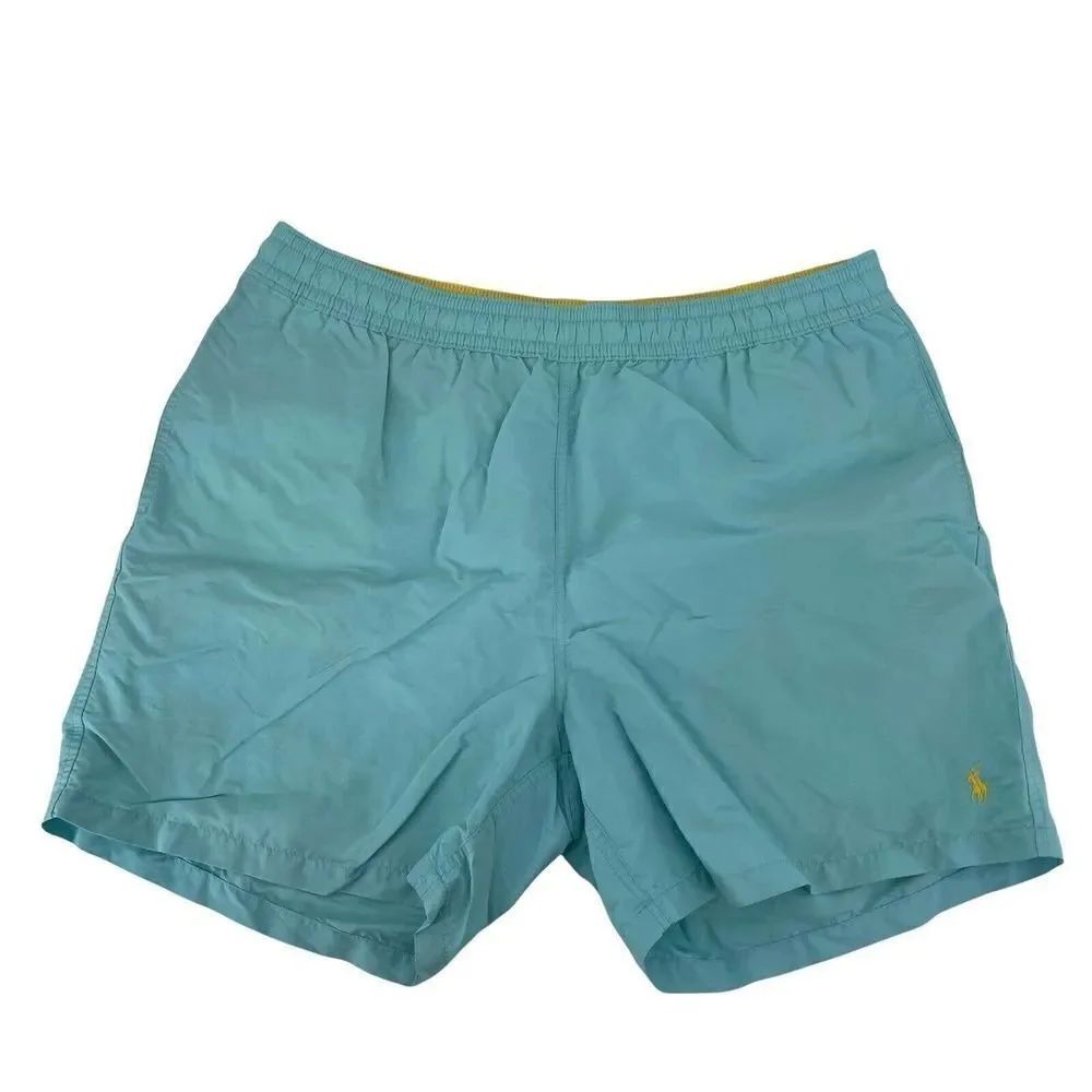 Polo Ralph Lauren Swim Trunks Lined Teal Blue Mens Size XXL Swimwear Preppy Logo